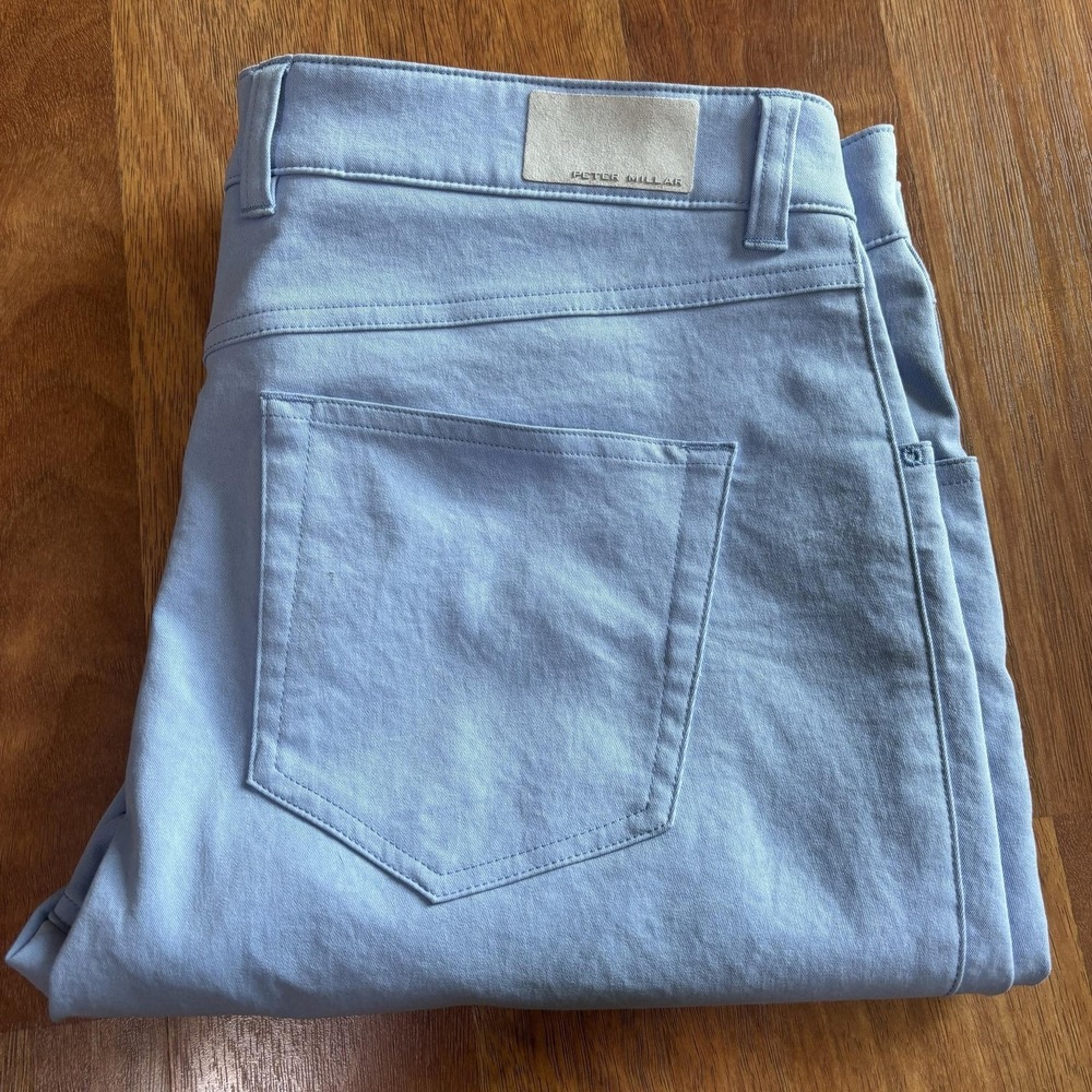 Peter Millar Eb66 Pants Mens 34x32 Blue Classic Fit Chino Casual Pockets
